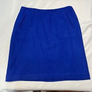 Talbots Blue Wool Pencil Mini Royal Blue Skirt Pockets Career Office Wear Size 4